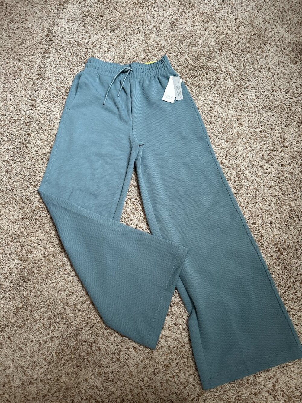 All In Motion High Rise Ribbed Wide Leg Pants XS Blue Green NWT